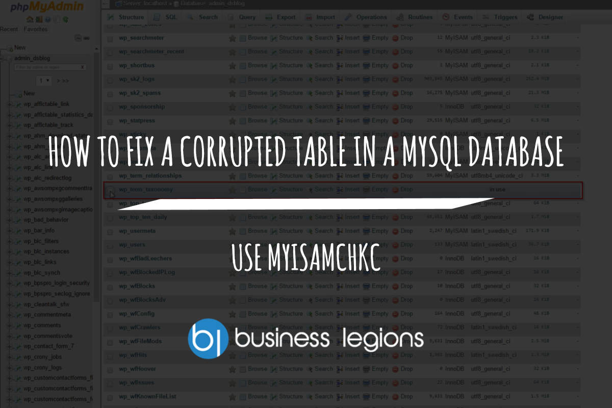 repair damaged mysql database